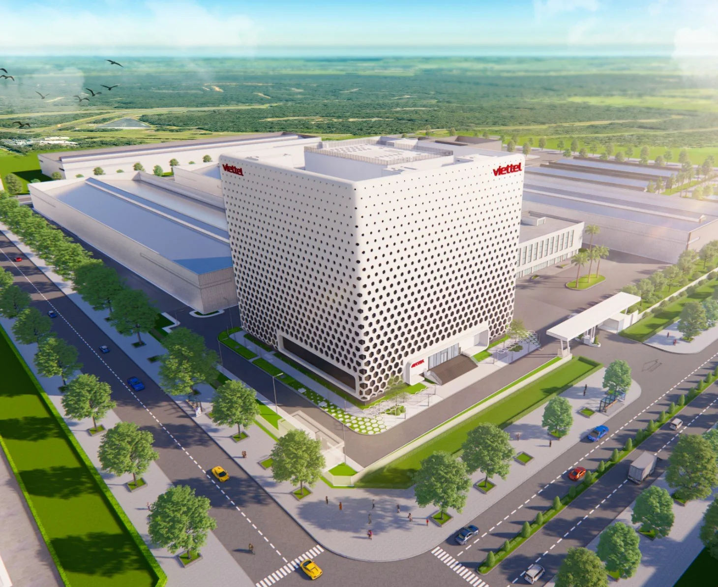 Viettel IDC 演示文稿中的 Hoa Lac 3 数据中心建筑效果图